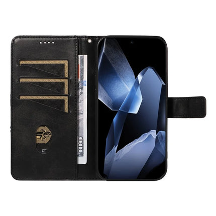 For OnePlus 13 Leather Case Geometric Line Design Wallet Phone Cover with Wrist Strap