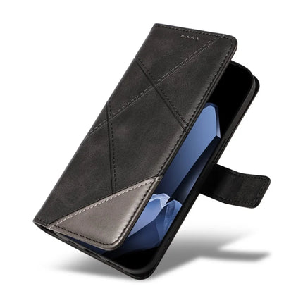 For OnePlus 13 Leather Case Geometric Line Design Wallet Phone Cover with Wrist Strap