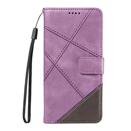 For OnePlus 13 Leather Case Geometric Line Design Wallet Phone Cover with Wrist Strap