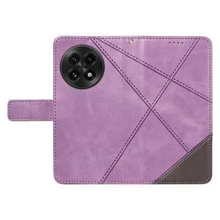 For OnePlus 13 Leather Case Geometric Line Design Wallet Phone Cover with Wrist Strap