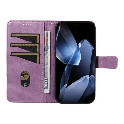 For OnePlus 13 Leather Case Geometric Line Design Wallet Phone Cover with Wrist Strap