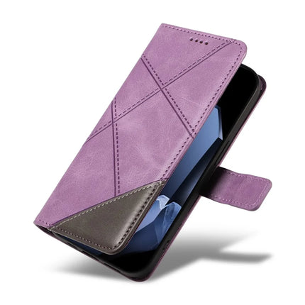 For OnePlus 13 Leather Case Geometric Line Design Wallet Phone Cover with Wrist Strap