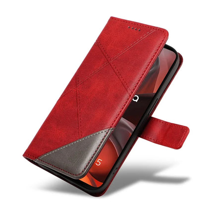For Motorola Moto G15 Power 4G / Motorola Moto G15 4G Leather Case Geometric Line Design Wallet Phone Cover with Wrist Strap