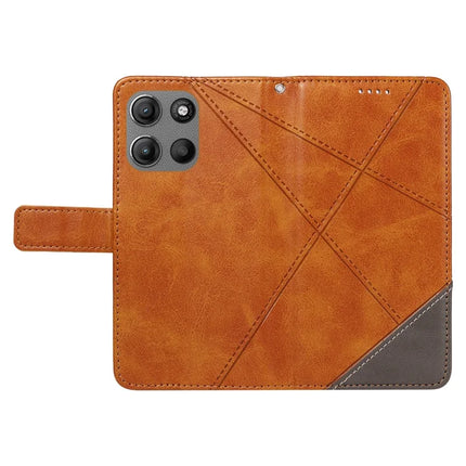 For Motorola Moto G15 Power 4G / Motorola Moto G15 4G Leather Case Geometric Line Design Wallet Phone Cover with Wrist Strap