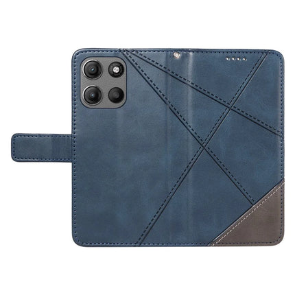 For Motorola Moto G15 Power 4G / Motorola Moto G15 4G Leather Case Geometric Line Design Wallet Phone Cover with Wrist Strap