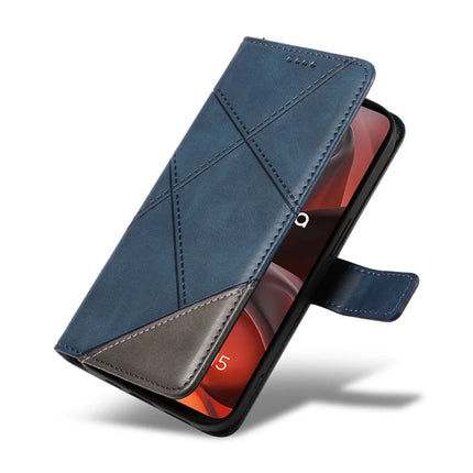 For Motorola Moto G15 Power 4G / Motorola Moto G15 4G Leather Case Geometric Line Design Wallet Phone Cover with Wrist Strap