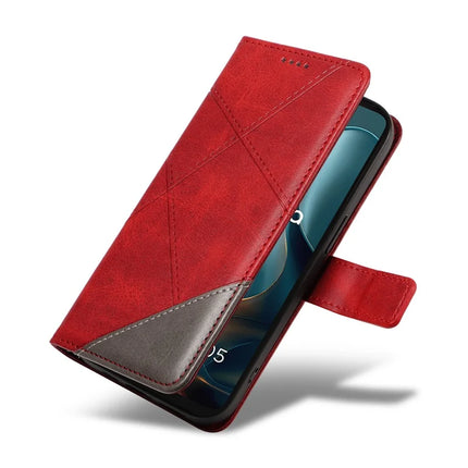 For Motorola Moto G05 4G Leather Case Geometric Line Design Wallet Phone Cover with Wrist Strap