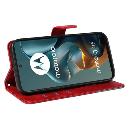 For Motorola Moto G05 4G Leather Case Geometric Line Design Wallet Phone Cover with Wrist Strap