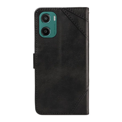 For Motorola Moto G05 4G Leather Case Geometric Line Design Wallet Phone Cover with Wrist Strap
