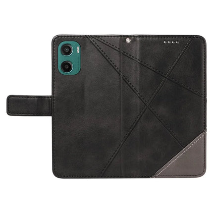 For Motorola Moto G05 4G Leather Case Geometric Line Design Wallet Phone Cover with Wrist Strap