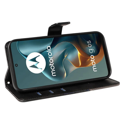 For Motorola Moto G05 4G Leather Case Geometric Line Design Wallet Phone Cover with Wrist Strap