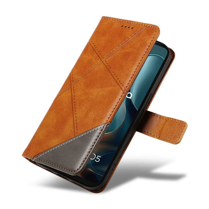 For Motorola Moto G05 4G Leather Case Geometric Line Design Wallet Phone Cover with Wrist Strap