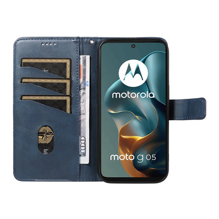 For Motorola Moto G05 4G Leather Case Geometric Line Design Wallet Phone Cover with Wrist Strap