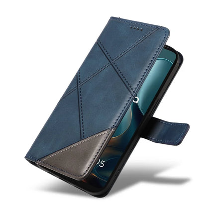 For Motorola Moto G05 4G Leather Case Geometric Line Design Wallet Phone Cover with Wrist Strap