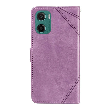 For Motorola Moto G05 4G Leather Case Geometric Line Design Wallet Phone Cover with Wrist Strap