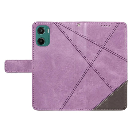 For Motorola Moto G05 4G Leather Case Geometric Line Design Wallet Phone Cover with Wrist Strap
