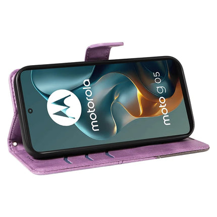 For Motorola Moto G05 4G Leather Case Geometric Line Design Wallet Phone Cover with Wrist Strap