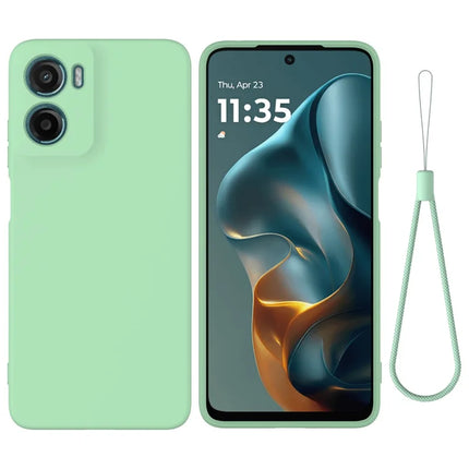 For Motorola Moto E15 4G / Motorola Moto G05 4G Case Liquid Silicone Phone Back Cover with Hand Strap - Green