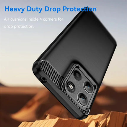For Motorola Moto G15 4G Case Protective Phone Cover Carbon Fiber Texture Brushed