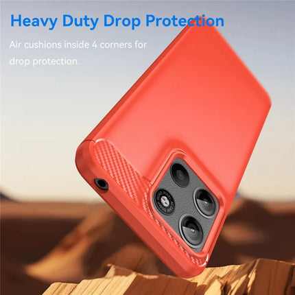 For Motorola Moto G15 4G Case Protective Phone Cover Carbon Fiber Texture Brushed