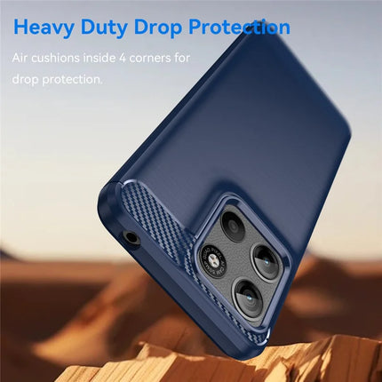 For Motorola Moto G15 4G Case Protective Phone Cover Carbon Fiber Texture Brushed