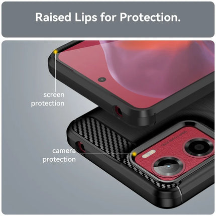 For Motorola Moto E15 4G / G05 4G Case Protective Phone Cover Carbon Fiber Texture Brushed