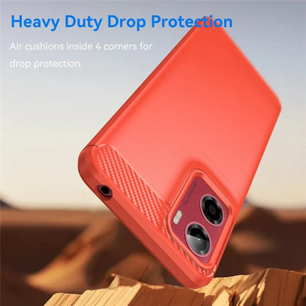 For Motorola Moto E15 4G / G05 4G Case Protective Phone Cover Carbon Fiber Texture Brushed