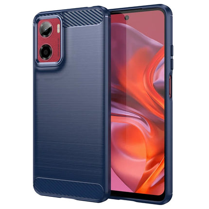 For Motorola Moto E15 4G / G05 4G Case Protective Phone Cover Carbon Fiber Texture Brushed - Blue