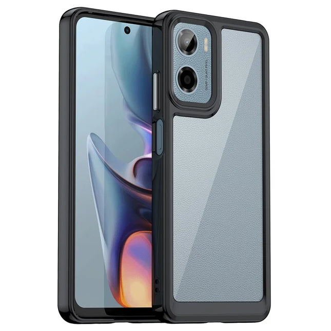 For Motorola Moto E15 4G / G05 4G Case TPU + Acrylic Protective Clear Phone Cover - Black