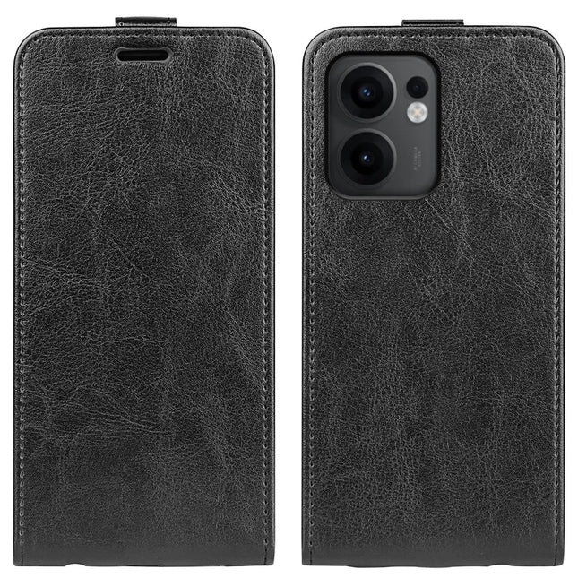 For Oppo Reno13 F 5G Case with Card Slots Vertical Flip Leather Phone Cover - Black