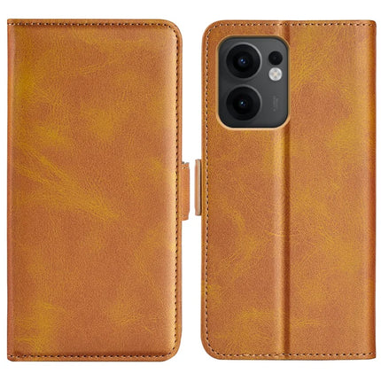 For Oppo Reno13 F 5G Stand Case Calf Texture Leather Wallet Phone Cover - Yellow