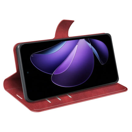 For Oppo Reno13 F 5G Stand Case Anti-Scratch Calf Texture Leather Phone Cover
