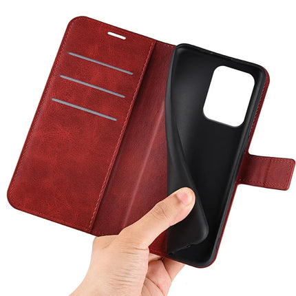 For Oppo Reno13 F 5G Stand Case Anti-Scratch Calf Texture Leather Phone Cover