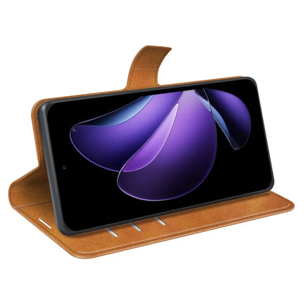 For Oppo Reno13 F 5G Stand Case Anti-Scratch Calf Texture Leather Phone Cover