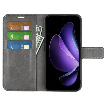 For Oppo Reno13 F 5G Stand Case Anti-Scratch Calf Texture Leather Phone Cover