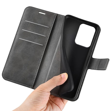 For Oppo Reno13 F 5G Stand Case Anti-Scratch Calf Texture Leather Phone Cover