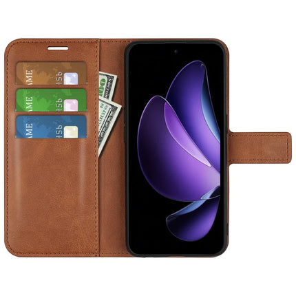 For Oppo Reno13 F 5G Stand Case Anti-Scratch Calf Texture Leather Phone Cover