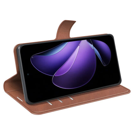 For Oppo Reno13 F 5G Stand Case Anti-Scratch Calf Texture Leather Phone Cover