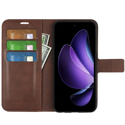 For Oppo Reno13 F 5G Stand Case Anti-Scratch Calf Texture Leather Phone Cover