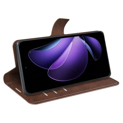 For Oppo Reno13 F 5G Stand Case Anti-Scratch Calf Texture Leather Phone Cover