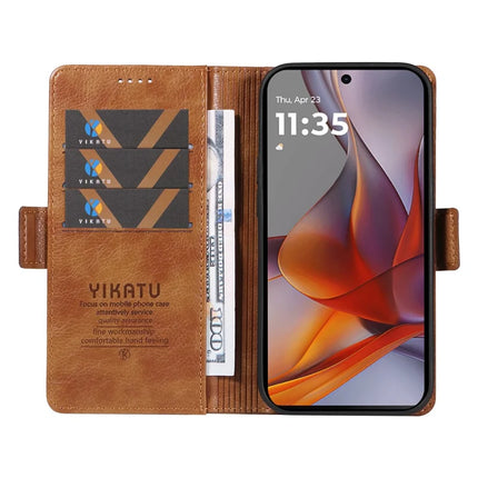 YIKATU YK-007 For Motorola Moto G75 5G Case Side Buckle PU Leather Phone Cover Litchi Texture