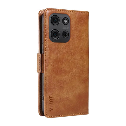 YIKATU YK-007 For Motorola Moto G75 5G Case Side Buckle PU Leather Phone Cover Litchi Texture