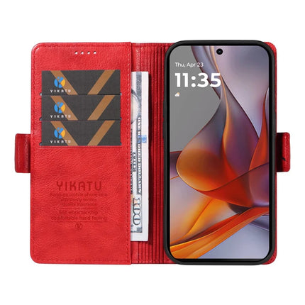 YIKATU YK-007 For Motorola Moto G75 5G Case Side Buckle PU Leather Phone Cover Litchi Texture