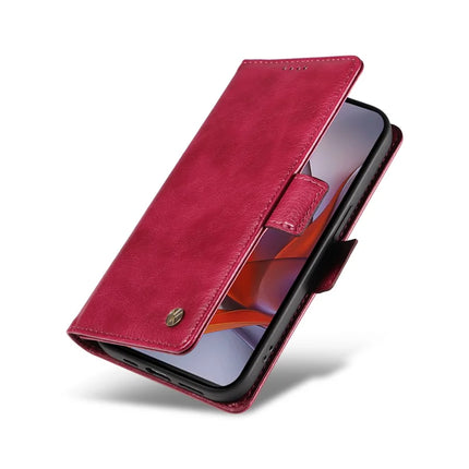 YIKATU YK-007 For Motorola Moto G75 5G Case Side Buckle PU Leather Phone Cover Litchi Texture