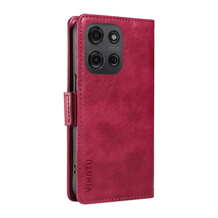YIKATU YK-007 For Motorola Moto G75 5G Case Side Buckle PU Leather Phone Cover Litchi Texture