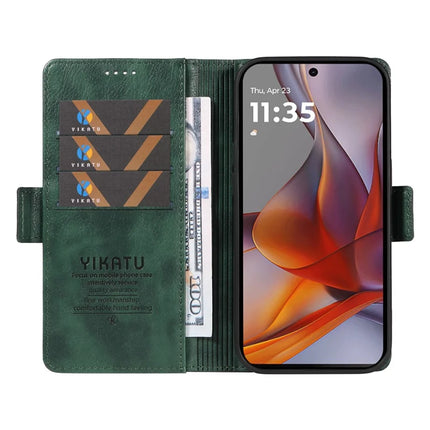 YIKATU YK-007 For Motorola Moto G75 5G Case Side Buckle PU Leather Phone Cover Litchi Texture