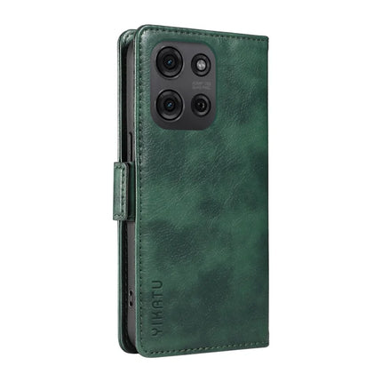 YIKATU YK-007 For Motorola Moto G75 5G Case Side Buckle PU Leather Phone Cover Litchi Texture