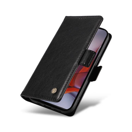 YIKATU YK-007 For Motorola Moto G75 5G Case Side Buckle PU Leather Phone Cover Litchi Texture