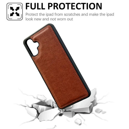 For Samsung Galaxy A06 Case Calf Texture PU Leather Anti Fingerprint Back Phone Cover