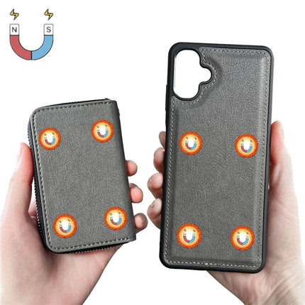 For Samsung Galaxy A06 Case Detachable Zipper Card Bag PU TPU Kickstand Phone Case with Strap